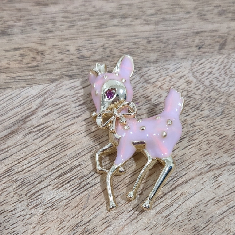 3 For $25 NWOT! Pink and Gold Deer Brooch